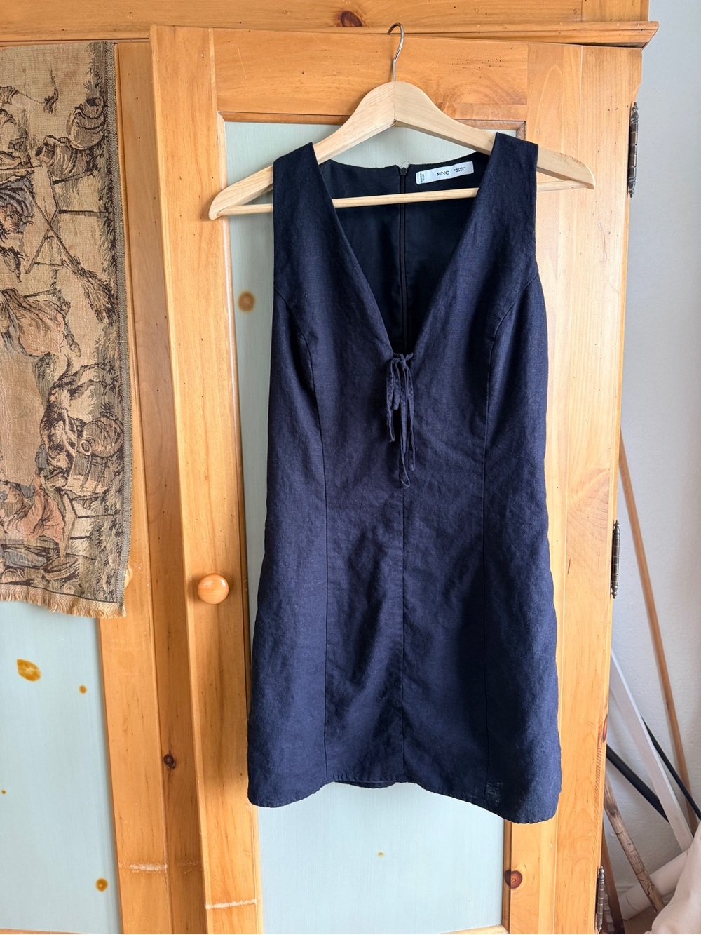 Mango sleeveless linen mini dress